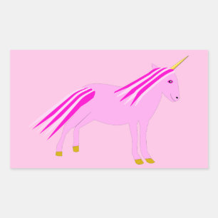 Sticker Rectangulaire Jolie fille rose bébé licorne