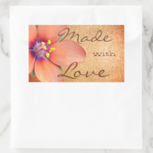 Sticker Rectangulaire Jolie Parties scintillant Fleur de Pêche Fleur Fab