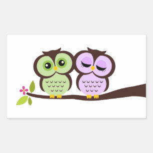 Sticker Rectangulaire Jolies Chouettes