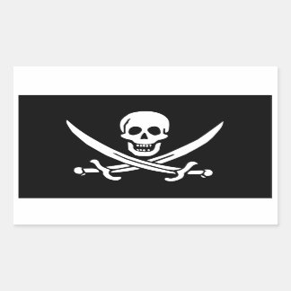 Sticker Rectangulaire Jolly roger de Calico Jack Rackham (NOIR)