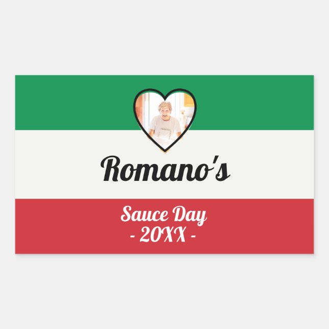 Sticker Rectangulaire Jour de l'étiquette de sauce de famille italienne  (Devant)