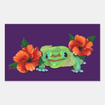 Jour Gecko Avec Hibiscus