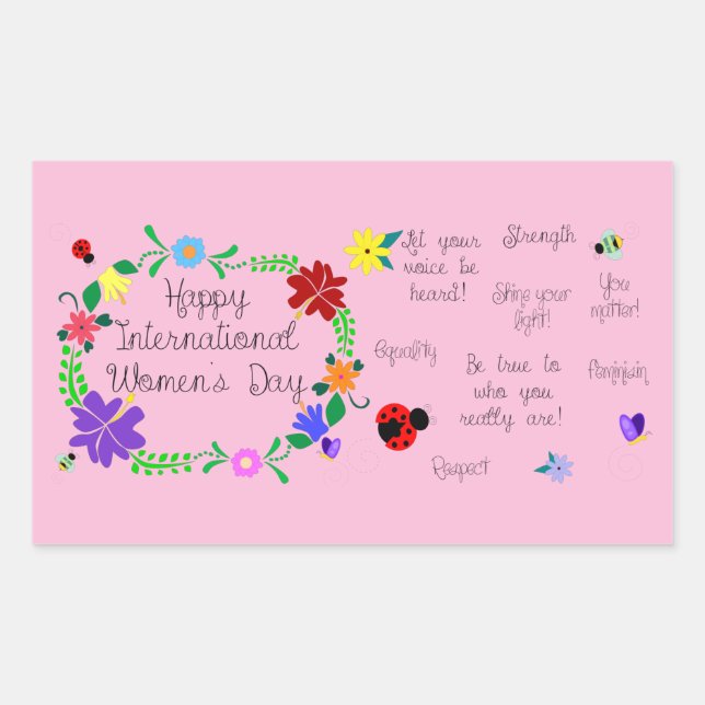 Sticker Rectangulaire Journée internationale de la femme 2021 (Devant)