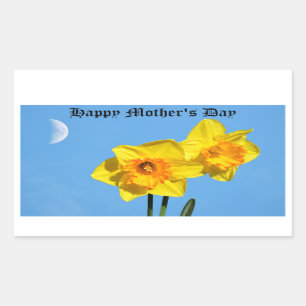 Sticker Rectangulaire Joyeuse Fête des Mères Daffodils Médaille d'or fle