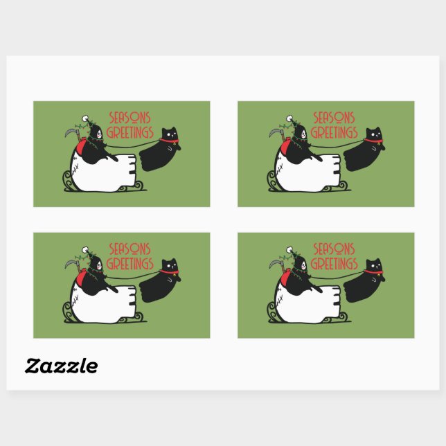 Sticker Rectangulaire Joyeuses Fêtes Père Noël de Grim Reaper (Feuille)