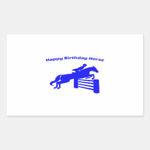 Sticker Rectangulaire Joyeux Anniversaire Chasseur Cheval Jumper, amoure