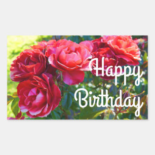 Sticker Rectangulaire Joyeux Anniversaire Chaud Rose de cacao #3-2 Stick