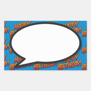 Sticker Rectangulaire Joyeux Anniversaire Discours Bubble Fun Retro Comi