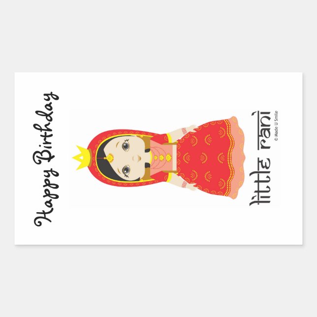 Sticker Rectangulaire Joyeux anniversaire Little Rani (Devant)