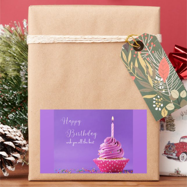 Sticker Rectangulaire Joyeux Anniversaire Souhaitez-vous tous le meilleu (vacances)