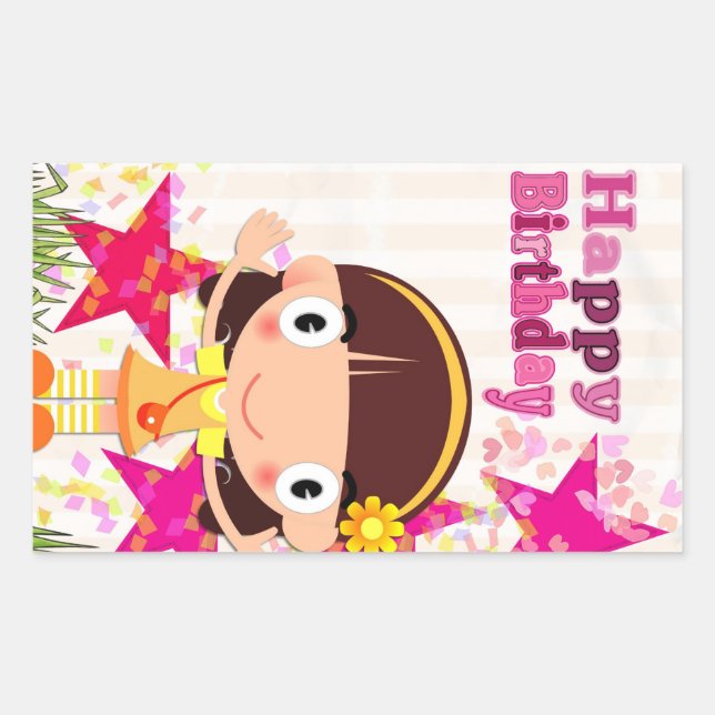 Sticker Rectangulaire Joyeux Ballons d'anniversaire (Devant)