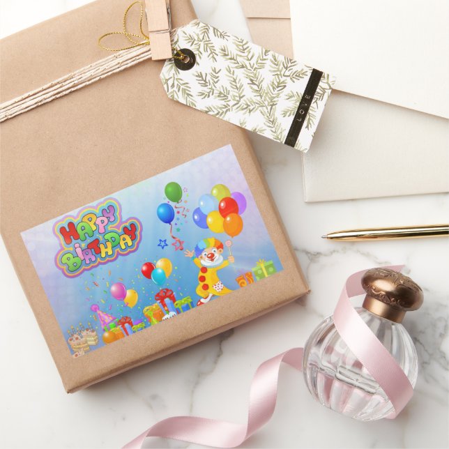 Sticker Rectangulaire Joyeux Ballons d'anniversaire (Cadeaux)