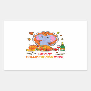 Sticker Rectangulaire Joyeux cadeau d'éléphant Hallo Boire du Merci de