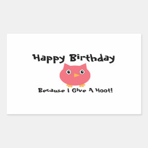 Sticker Rectangulaire Joyeux Chouette d'anniversaire Pink Funny Hoot Per