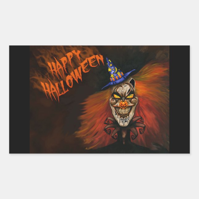 Sticker Rectangulaire Joyeux Clown effrayant d'Halloween (Devant)