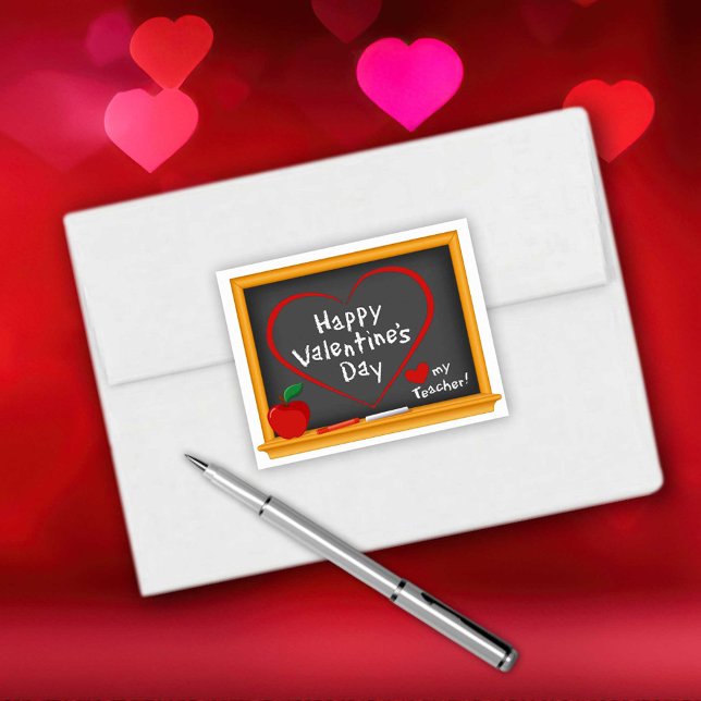 Sticker Rectangulaire Joyeux enseignant de la Saint-Valentin (Happy Valentine’s Day Teacher Sticker!)
