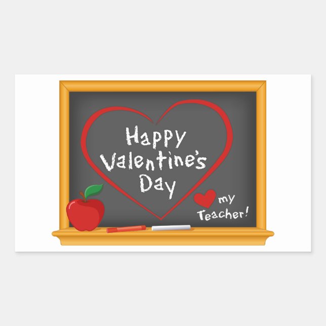 Sticker Rectangulaire Joyeux enseignant de la Saint-Valentin (Devant)