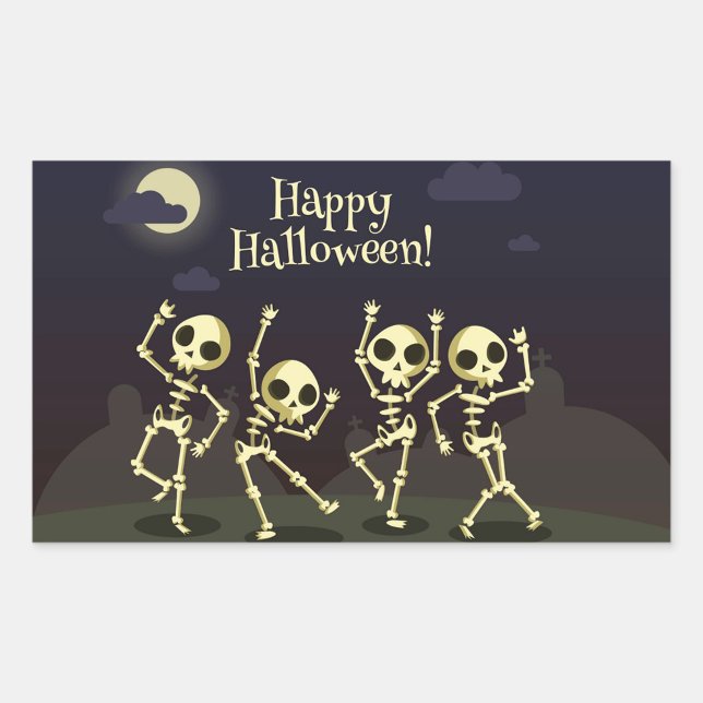 Sticker Rectangulaire Joyeux Halloween (Happy Halloween Skeltons Zazzle stickers!)