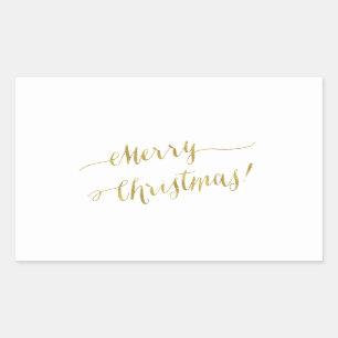 Sticker Rectangulaire Joyeux Noël Faux Gold Foil Lettrage Script