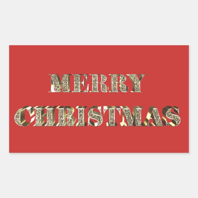 Sticker Rectangulaire Joyeux Noël Golden Parties scintillant Typographie (Devant)