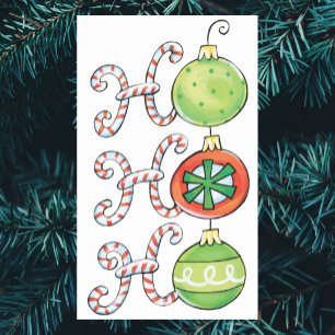 Sticker Rectangulaire Joyeux Noël Ho Ho Ho, Décorations de Canne à Sucre