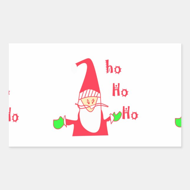 Sticker Rectangulaire Joyeux Noël Joyeux Noël Drôle Père Noël Hohoho (Devant)