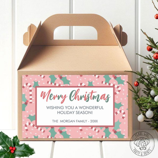 Sticker Rectangulaire Joyeux Noël rose (Créateur téléchargé)