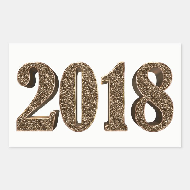 Sticker Rectangulaire Joyeux Nouvel An 2018 Numéro Élégante Typographie  (Devant)