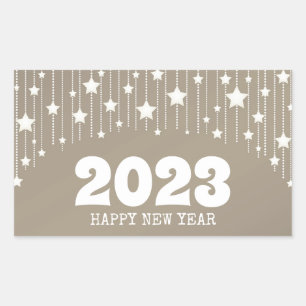 Sticker Rectangulaire Joyeux Nouvel An pendante étoiles garland Rectangu