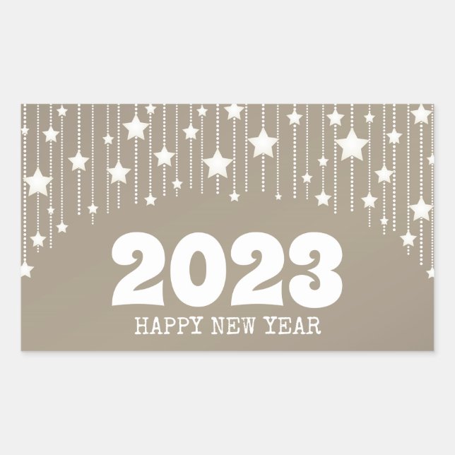 Sticker Rectangulaire Joyeux Nouvel An pendante étoiles garland Rectangu (Devant)