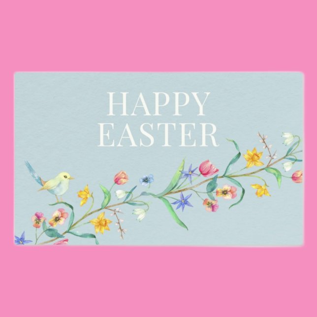 Sticker Rectangulaire Joyeux oiseau floral de Pâques (Créateur téléchargé)