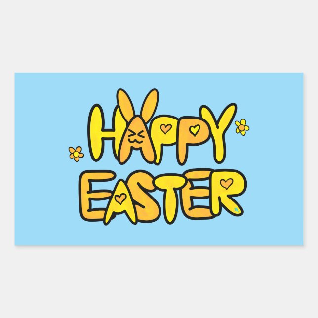 Sticker Rectangulaire Joyeux Pâques soleil printemps (Devant)
