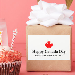 Sticker Rectangulaire Joyeux texte personnalisé de la fête du Canada ave