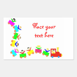 Sticker Rectangulaire Joyeux Train pour enfants