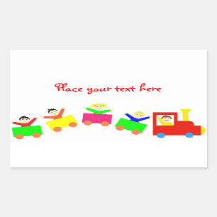 Sticker Rectangulaire Joyeux Train pour enfants