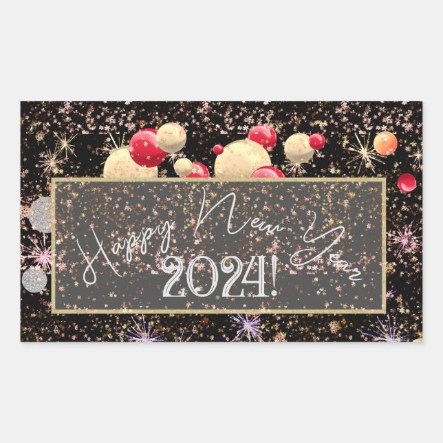 Sticker Rectangulaire Joyful heureux nouvelle année 2-24 bannière (Devant)