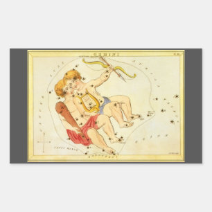 Sticker Rectangulaire Jumeaux Gemini Constellation Vintage Urania miroir