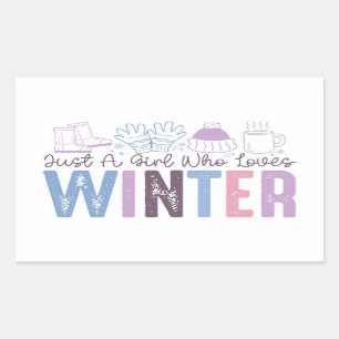 Sticker Rectangulaire Juste une fille qui aime l'hiver mignonne design s
