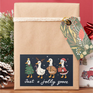 Sticker Rectangulaire Juste une oie joyeuse Noël Canard Vacances Xmas