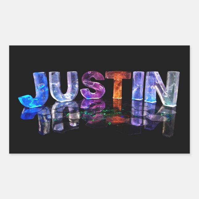 Sticker Rectangulaire Justin nommé dans 3D s'allume (la photographie) (Devant)