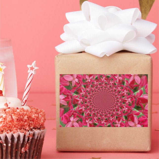 Sticker Rectangulaire Kaleidoscope de Crimson : Blood Milkweed Flower Ar (Fête)
