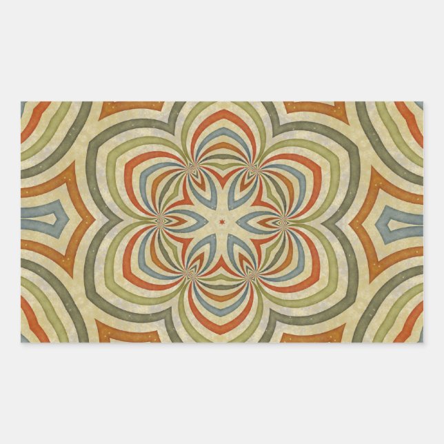 Sticker Rectangulaire Kaleidoscope de Fleur Étoile Mandala (Devant)