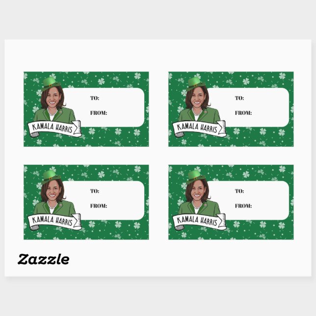Sticker Rectangulaire Kamala Harris Saint Patrick (Feuille)