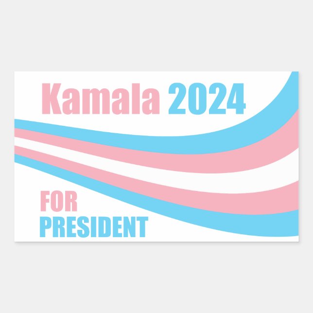 Sticker Rectangulaire Kamala pour le Président Drapeau Transgenre 2024 (Devant)