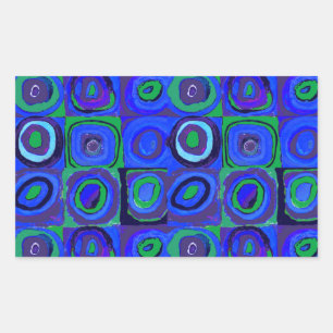 Sticker Rectangulaire Kandinsky Farbstudie Carrés Bleus Cercle Carré 