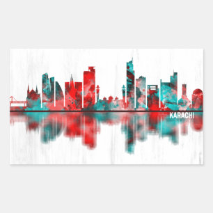 Sticker Rectangulaire Karachi Skyline Pakistan
