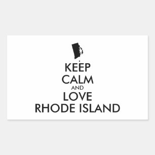 Sticker Rectangulaire KEEP CALM et LOVE RHODE ISLAND personnalisables