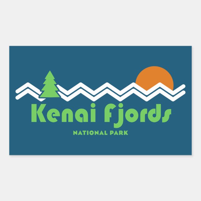 Sticker Rectangulaire Kenai Fjords National Park Retro (Devant)