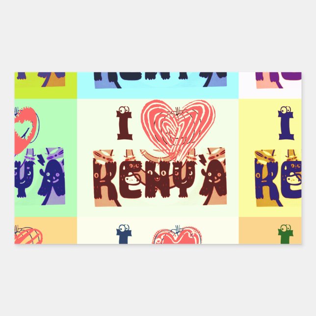 Sticker Rectangulaire Kenya Travel Souvenir Pop (Devant)