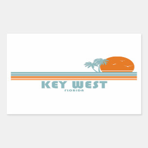 Sticker Rectangulaire Key West Florida Sun Palm Trees
